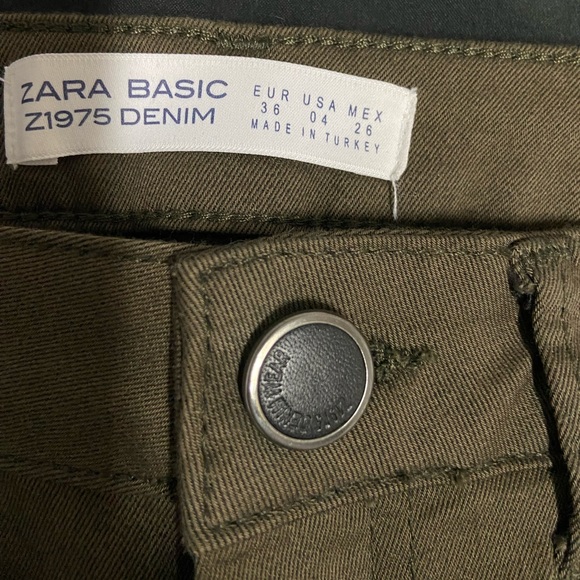 Women's Stretchy Denim Pants - Olive Green - US 4 - Business Casual - ZARA - Picture 9 of 9